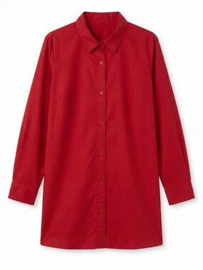 Classic Red Button-Up Shirt Dress